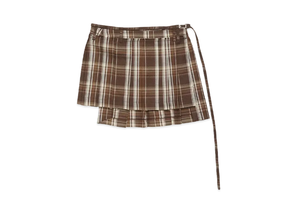 Acne Studios Asymmetric Pleated Skirt "Brown/ Beige"