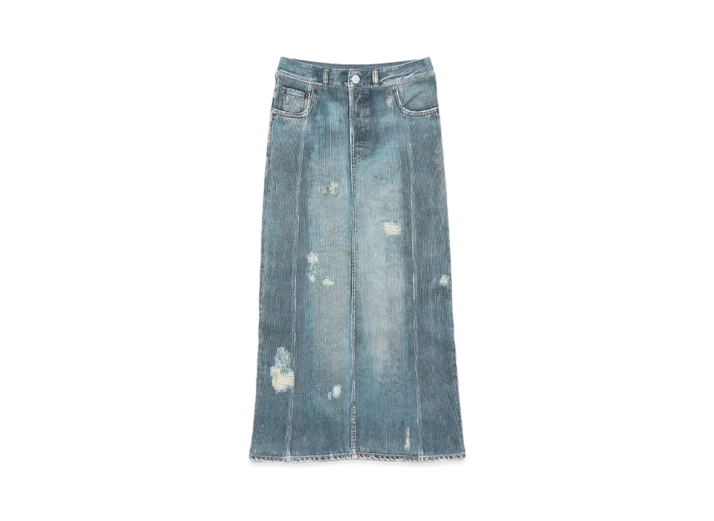 Acne Studios Ribbed Cotton Print Skirt "Denim Blue"