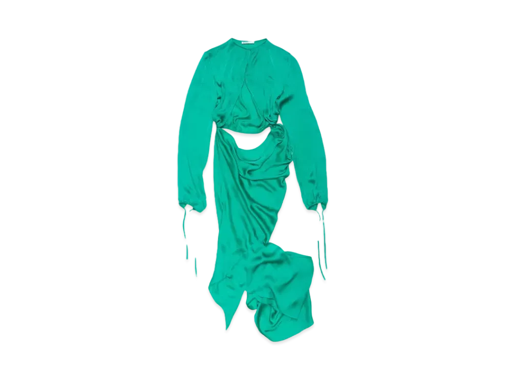 Acne Studios Silk Cut-Out Dress "Jade Green"