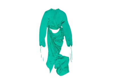 Acne Studios Silk Cut-Out Dress "Jade Green"