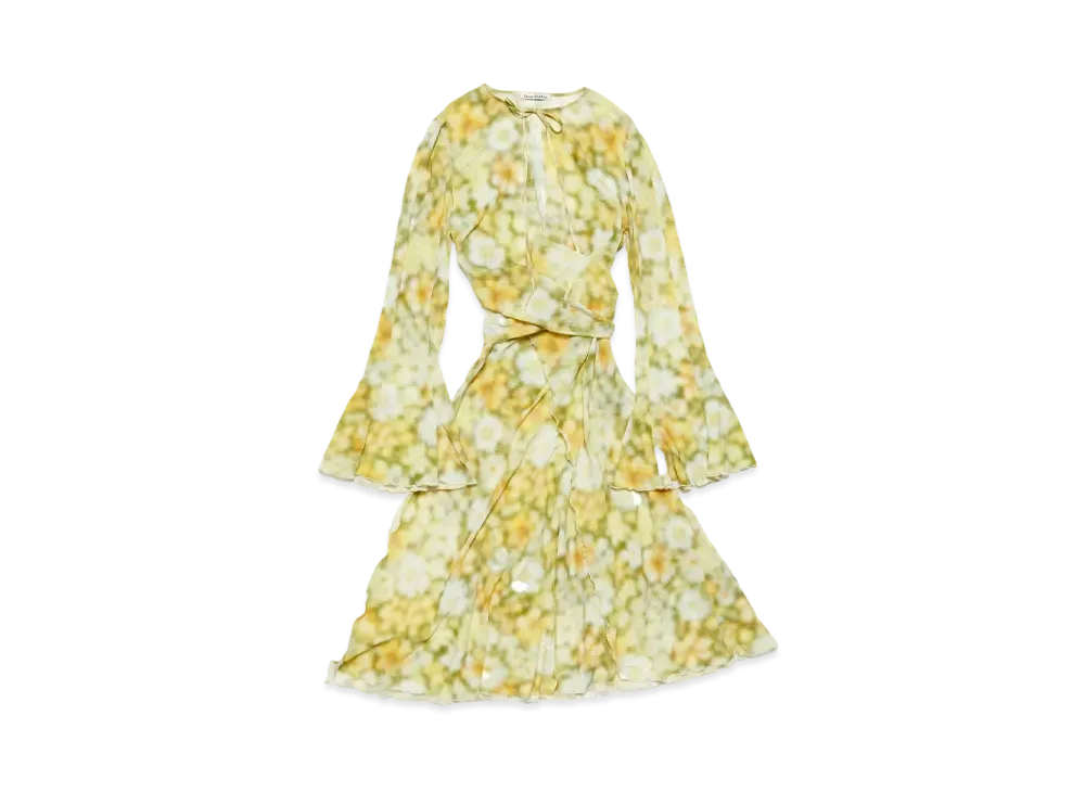 Acne Studios Wrap Print Dress "Green Mulch"