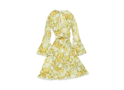 Acne Studios Wrap Print Dress "Green Mulch"