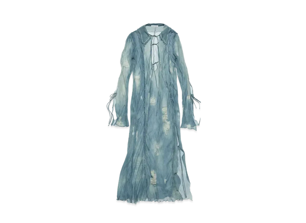 Acne Studios Draped Print Dress "Denim Blue"