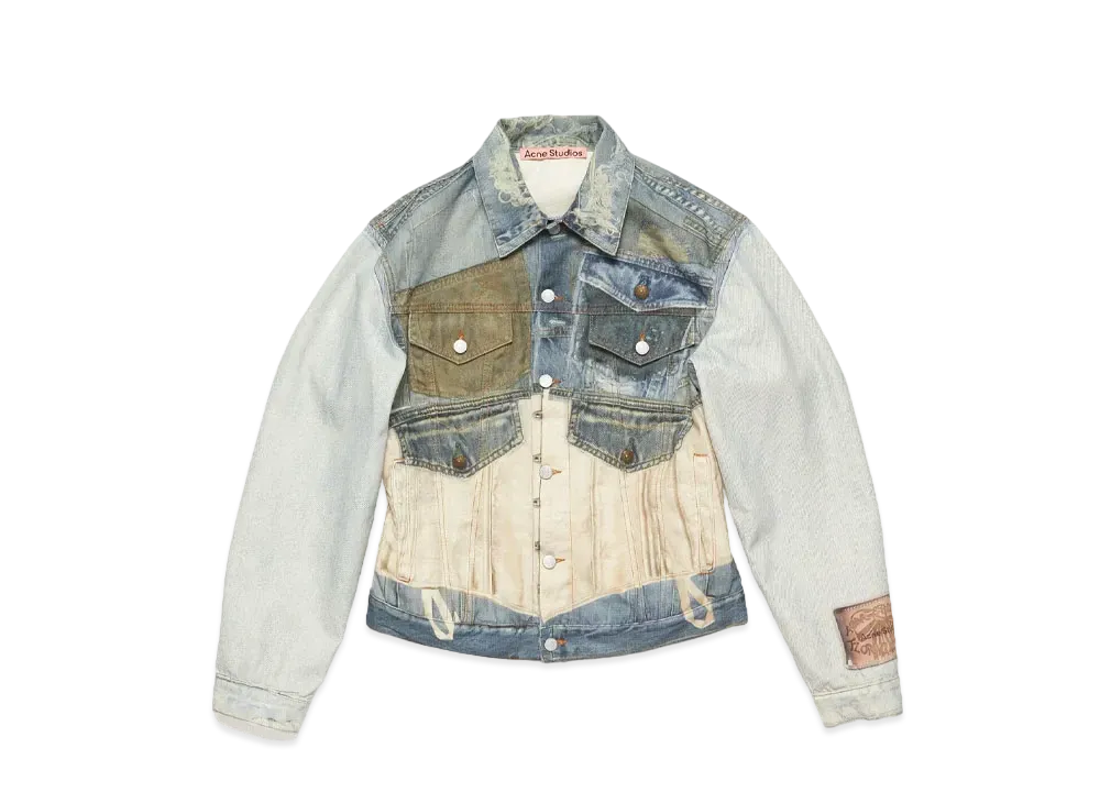 Acne Studios Printed Denim Jacket - Fitted Style "Mid Blue"