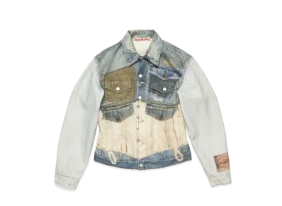 Acne Studios Printed Denim Jacket - Fitted Style "Mid Blue"