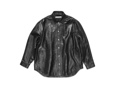 Acne Studios Leather Shirt Jacket "Black"