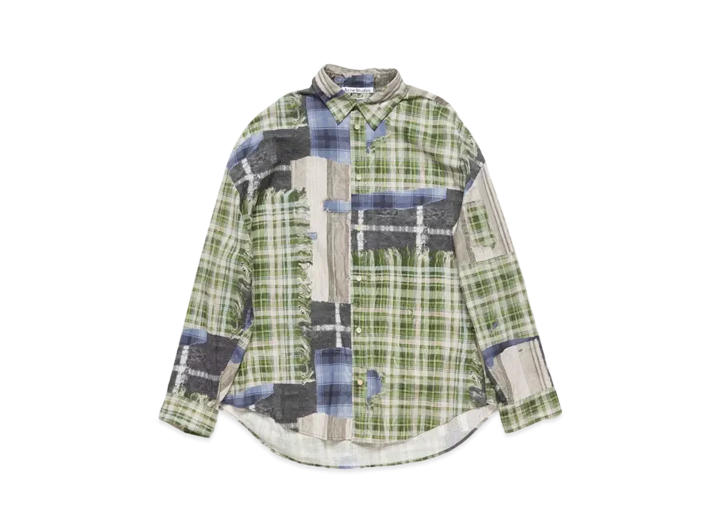 Acne Studios Printed Button-Up Shirt "Green Multi"