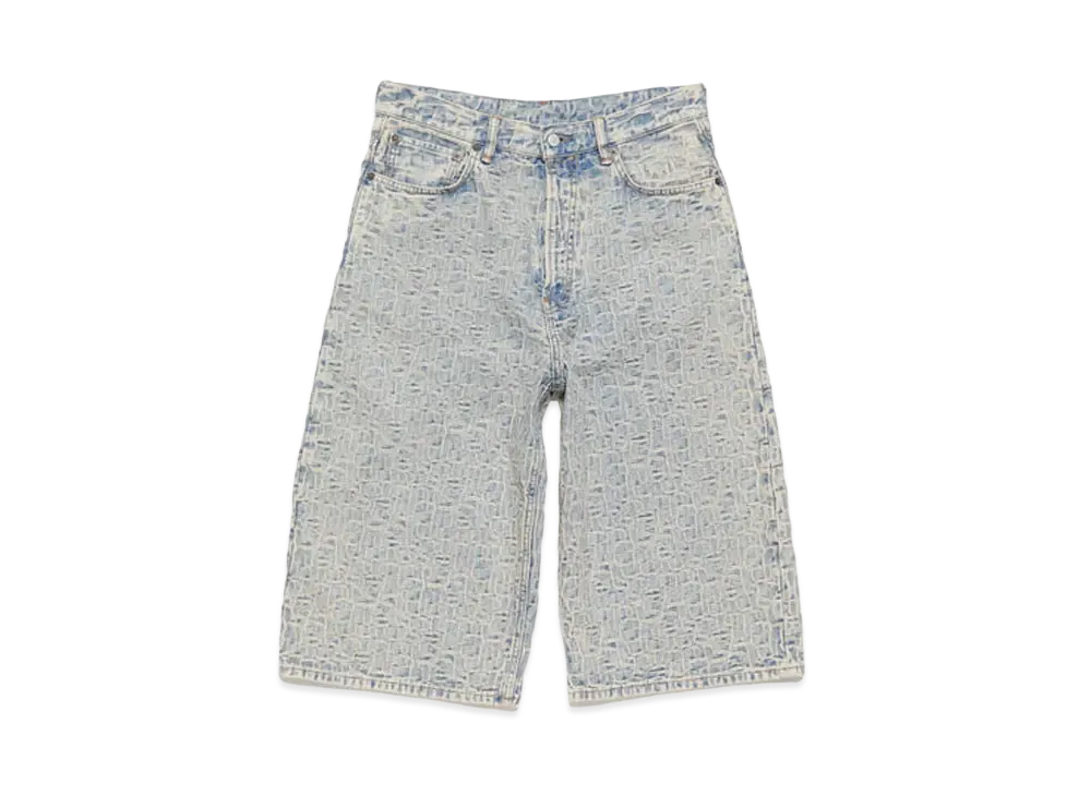 Acne Studios Monogrammed Denim Shorts - Loose Fit "Blue/Beige"