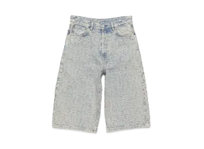 Acne Studios Monogrammed Denim Shorts - Loose Fit "Blue/Beige"
