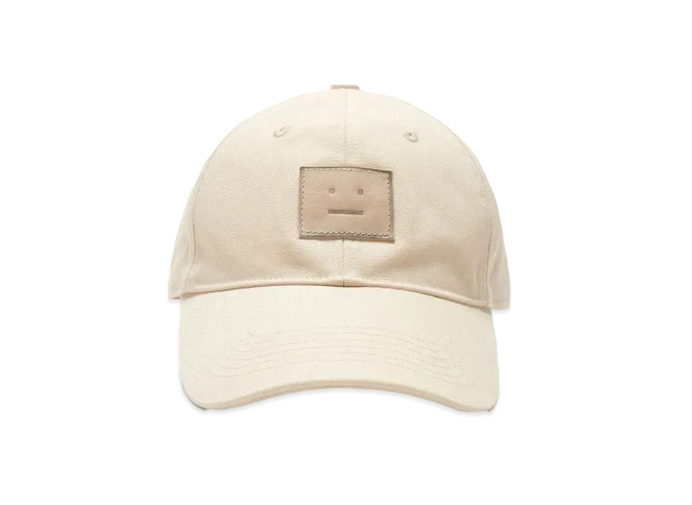 Acne Studios Leather Face Patch Cap "Oatmeal Melange"