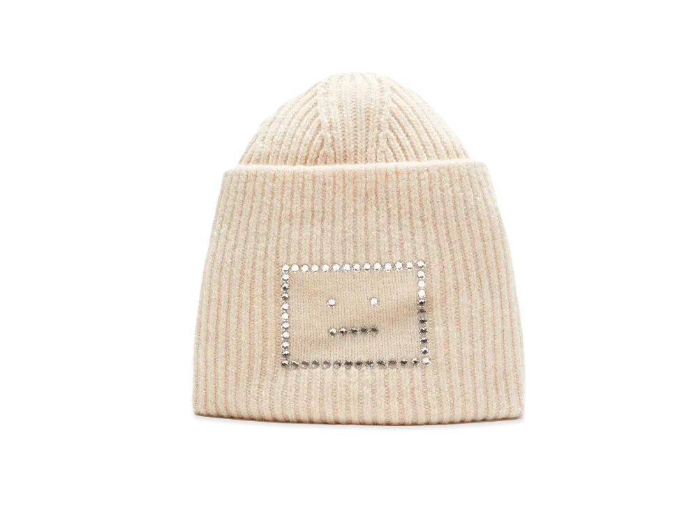 Acne Studios Decorative Face Square Beanie "Oatmeal Melange"