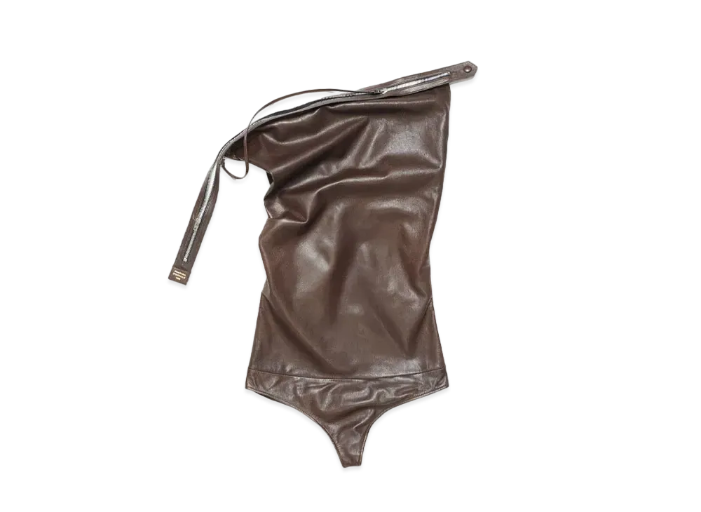 Acne Studios Leather Bodysuit "Dark Brown"