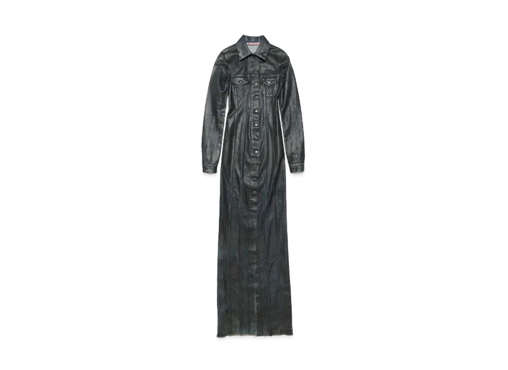 Acne Studios Coated Denim Dress "Black/Mid Blue"