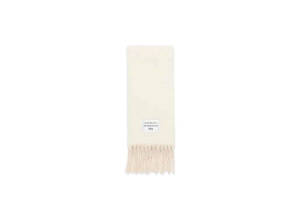 Acne Studios Logo Label Fringe Scarf "White/Beige"