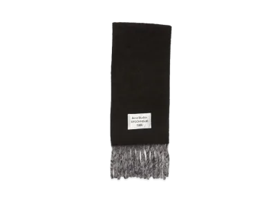 Acne Studios Logo Label Fringe Scarf "Black/Gray"