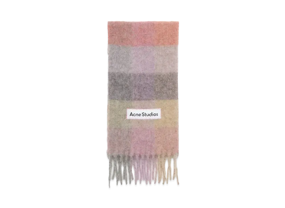 Acne Studios Mohair Check Scarf "Fuchsia/Lilac/Pink"
