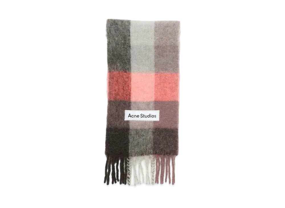 Acne Studios Mohair Check Scarf "Mauve/Bright Pink/Anthracite"