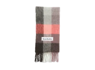Acne Studios Mohair Check Scarf "Mauve/Bright Pink/Anthracite"