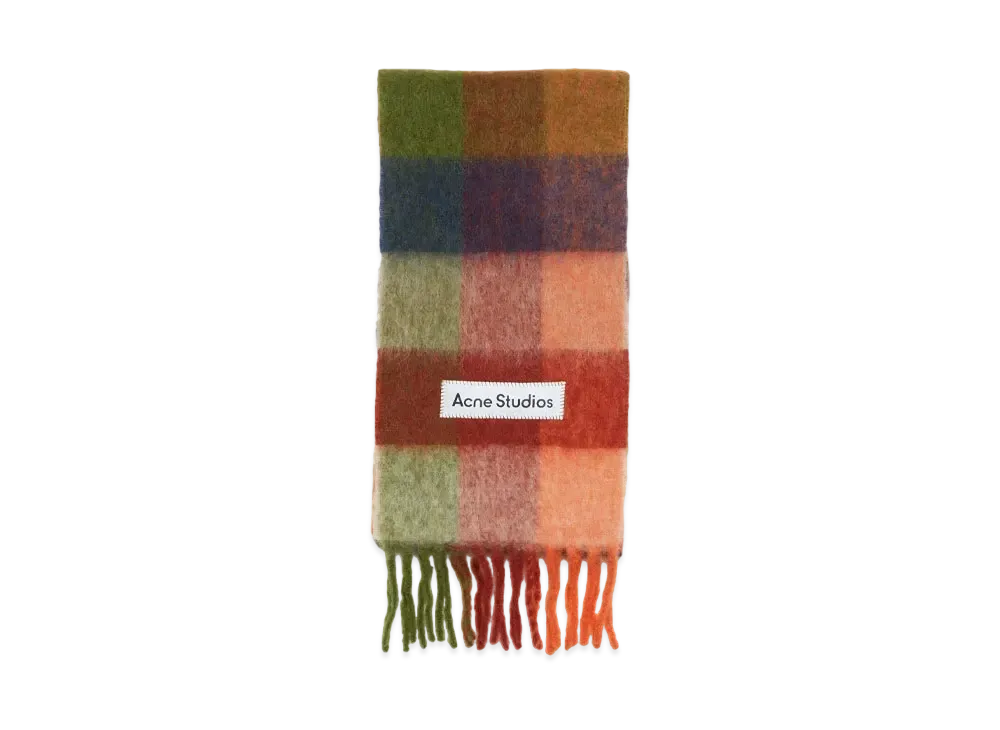 Acne Studios Mohair Check Scarf "Orange/Green"