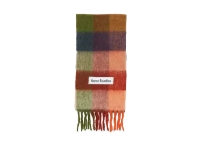 Acne Studios Mohair Check Scarf "Orange/Green"