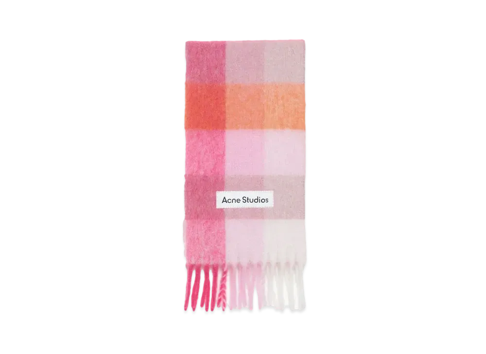 Acne Studios Mohair Check Scarf "Pink/Fuchsia/White"