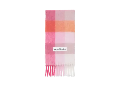 Acne Studios Mohair Check Scarf "Pink/Fuchsia/White"