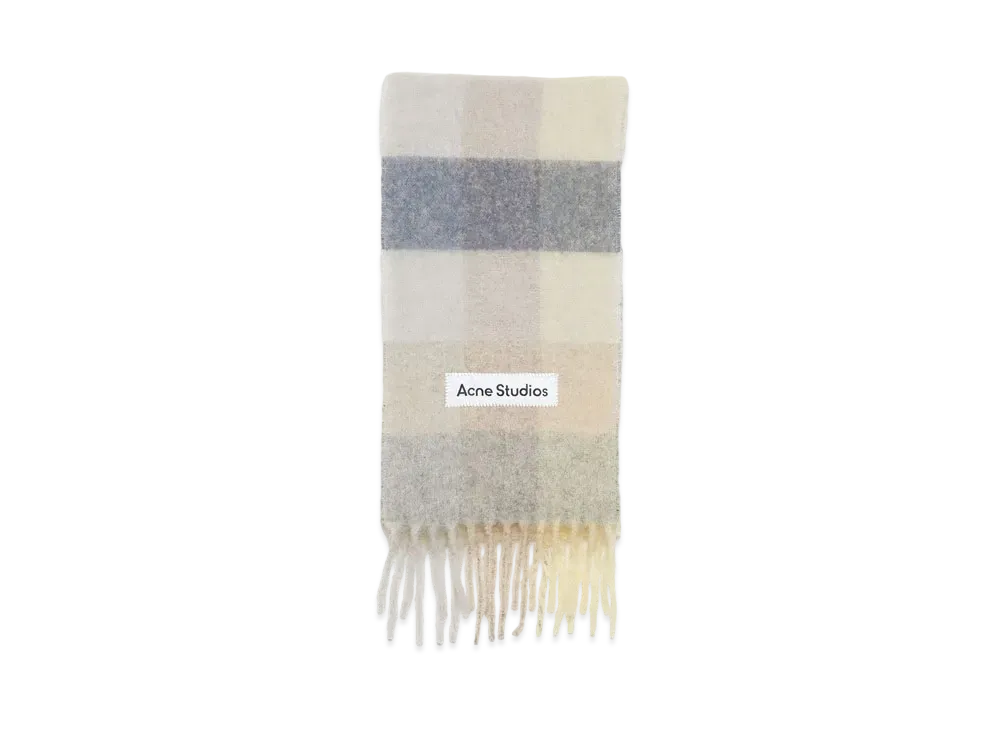 Acne Studios Mohair Check Scarf "Vanilla/Beige/Lavender"