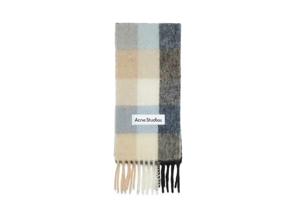 Acne Studios Mohair Check Scarf "Blue/Beige/Black"