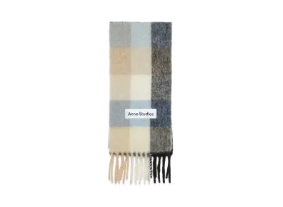 Acne Studios Mohair Check Scarf "Blue/Beige/Black"