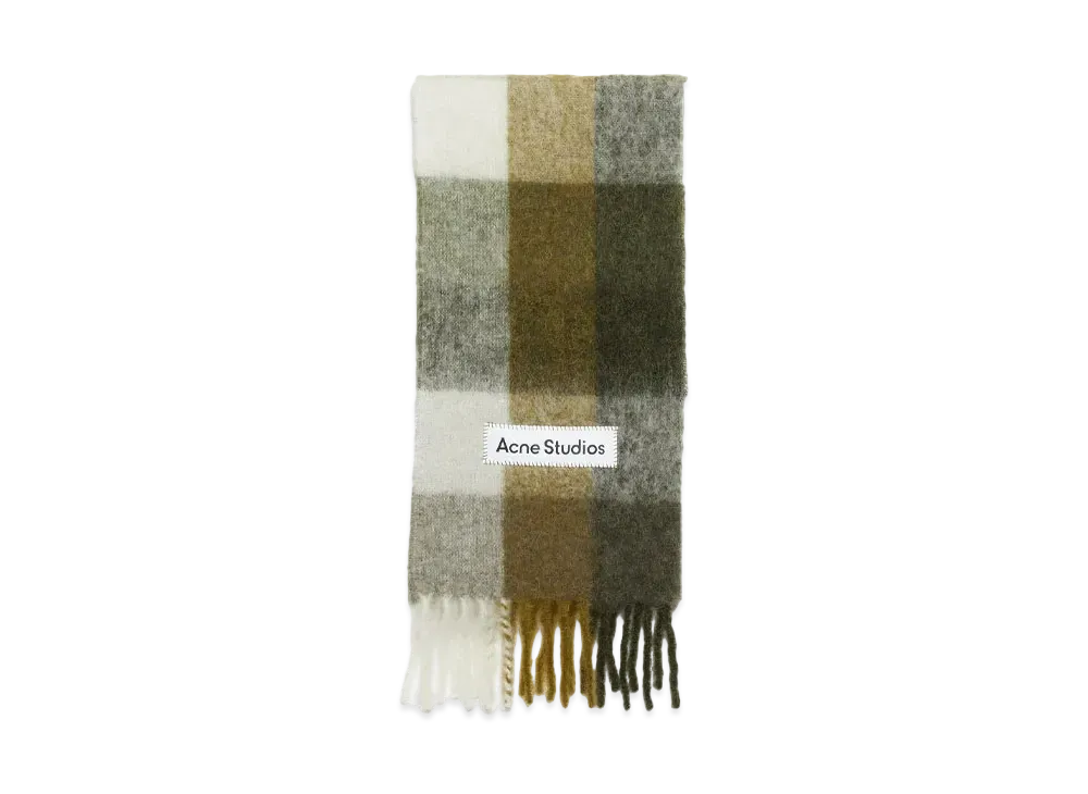Acne Studios Mohair Check Scarf "Taupe/Green/Black"