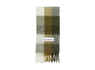 Acne Studios Mohair Check Scarf "Taupe/Green/Black"