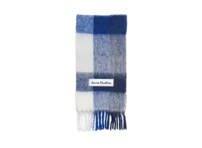 Acne Studios Mohair Check Scarf "White/Grey/Royal Blue"