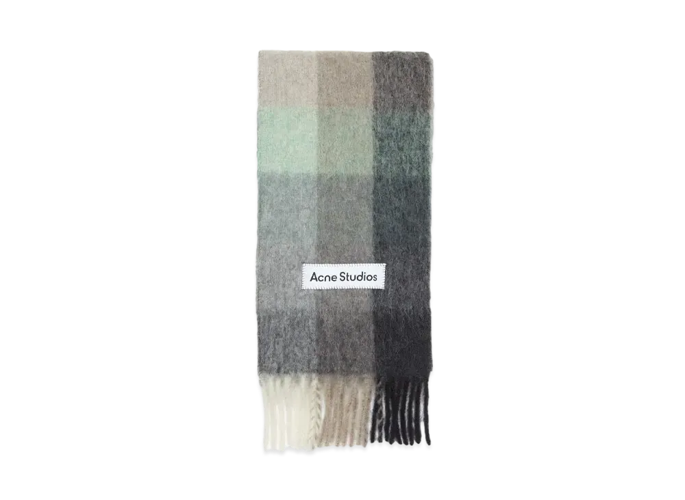 Acne Studios Mohair Check Scarf "Green/Grey/Black"
