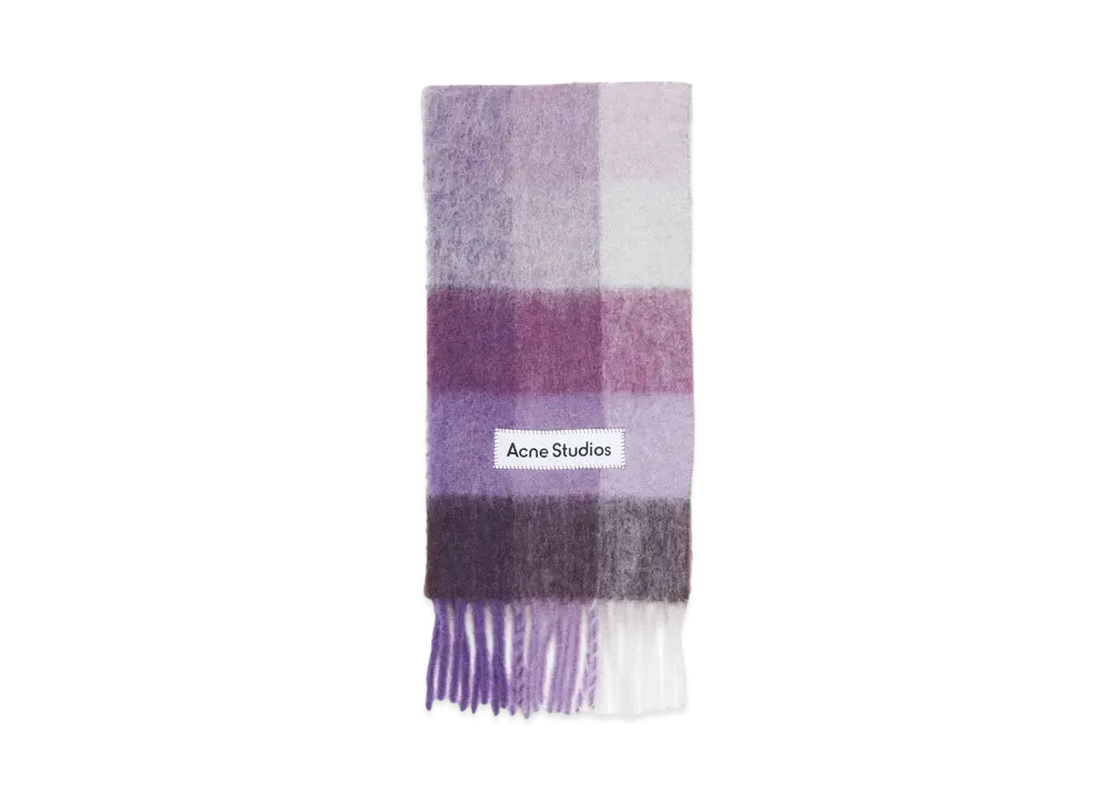 Acne Studios Mohair Check Scarf "Purple/White"