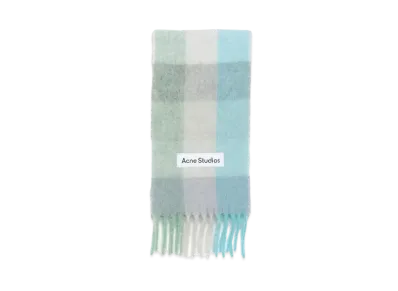 Acne Studios Mohair Check Scarf "Turquoise/Grey/Mint Green"