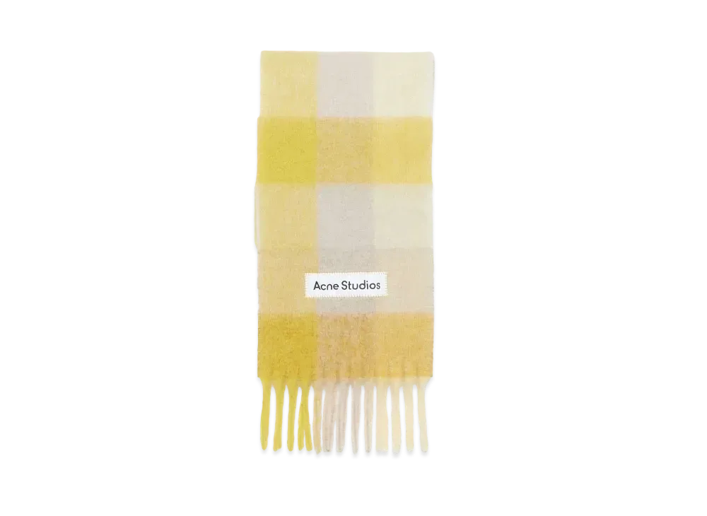 Acne Studios Mohair Check Scarf "Beige/Yellow"