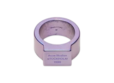 Acne Studios Engraved Logo Signet Ring "Silver Blue"