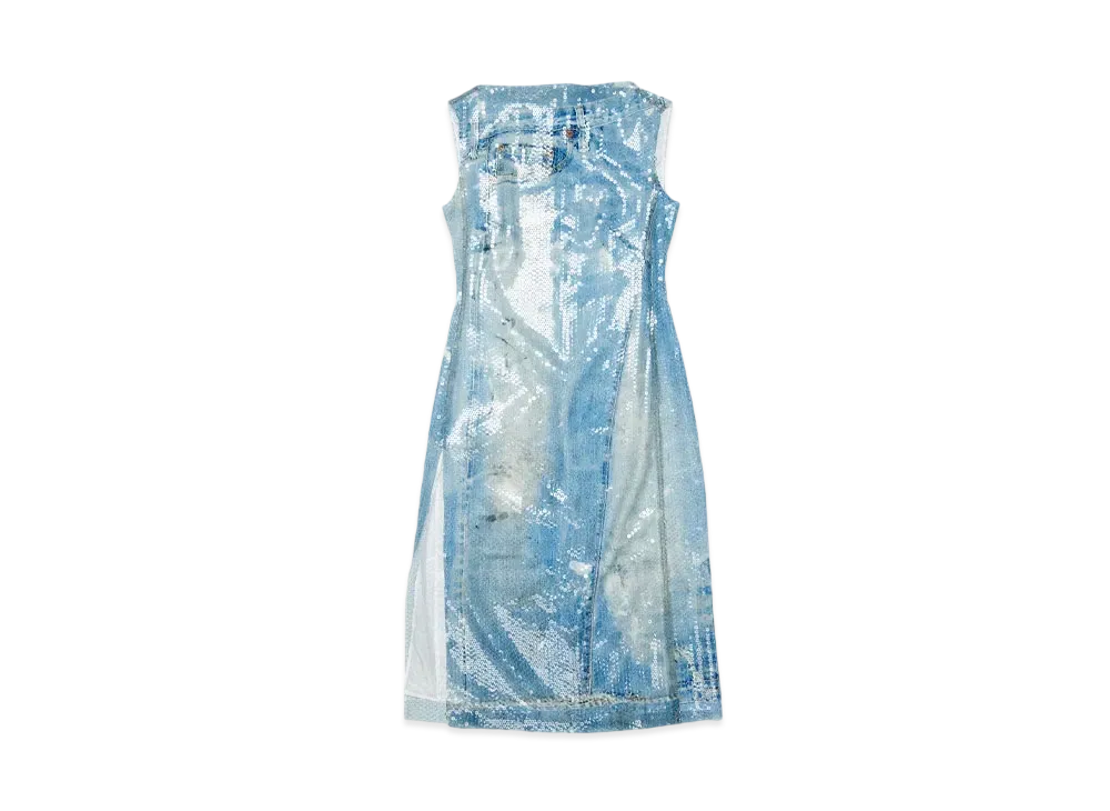 Acne Studios Printed Sequin Dress "Mid Blue"