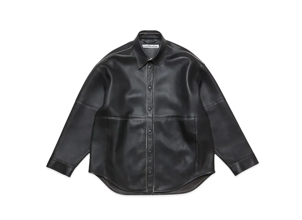 Acne Studios Leather Shirt Jacket "Black"