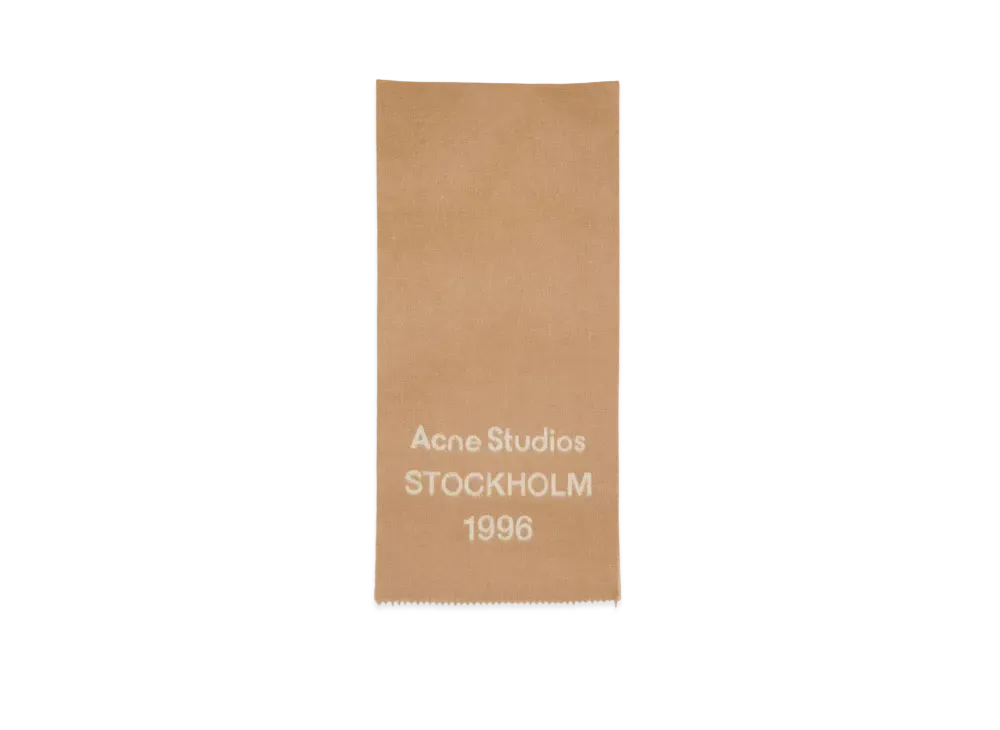 Acne Studios Logo Wool Scarf "Camel/Ecru"