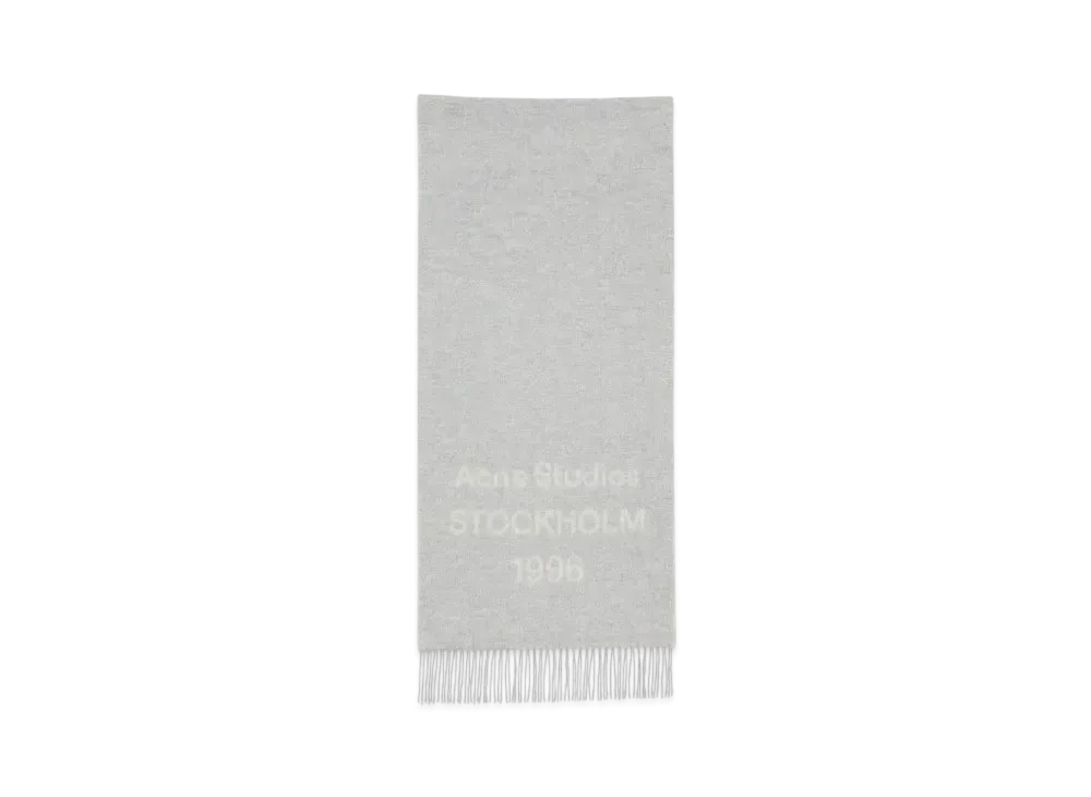 Acne Studios Logo Wool Scarf "Light Grey Melange/White"