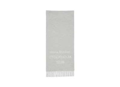 Acne Studios Logo Wool Scarf "Light Grey Melange/White"
