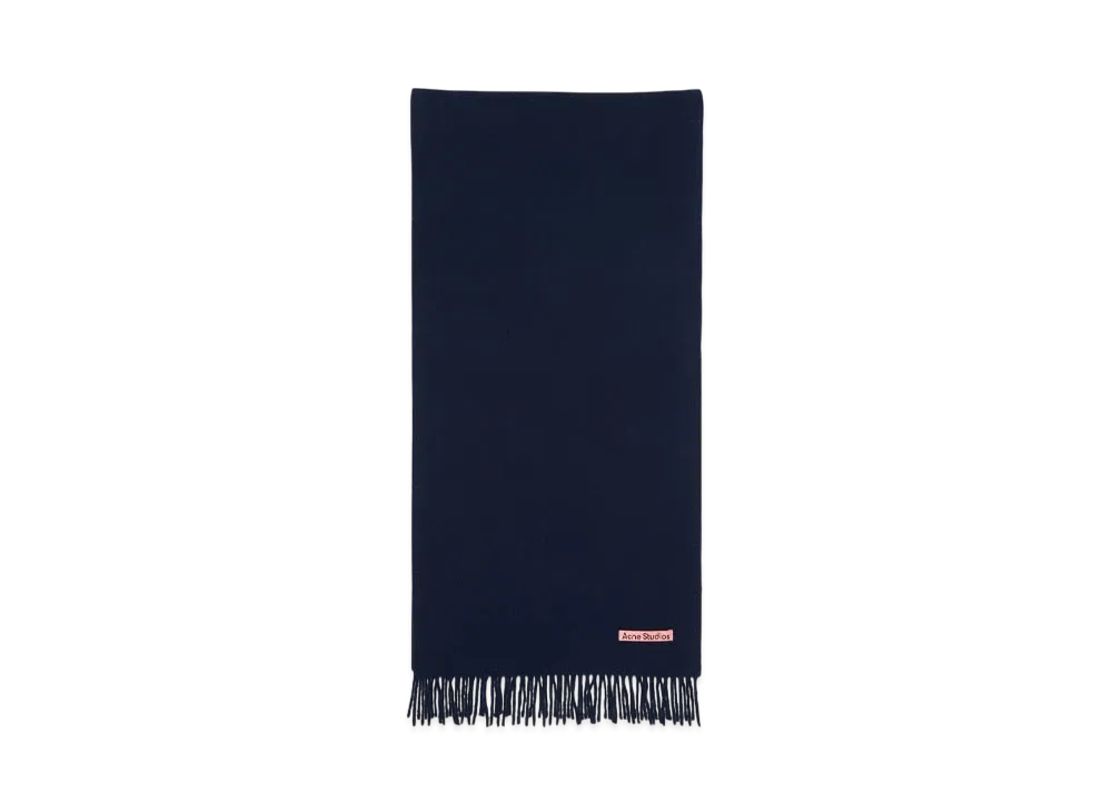 Acne Studios Fringed Wool Scarf - Narrow "Navy Blue"