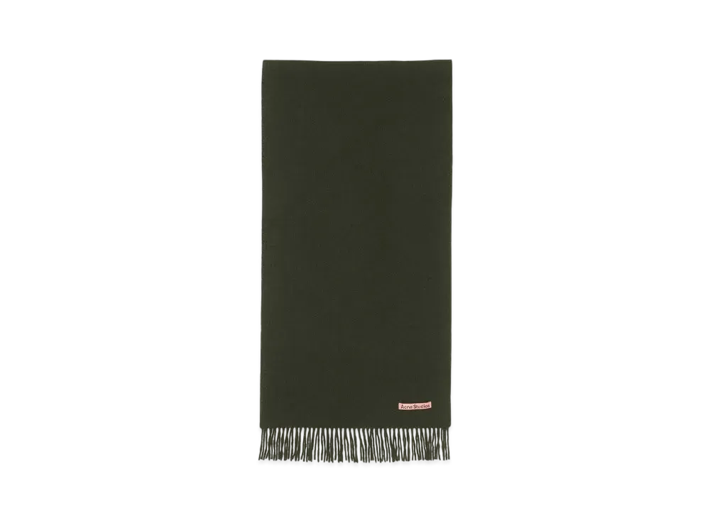 Acne Studios Fringed Wool Scarf - Narrow "Wood Green Melange"