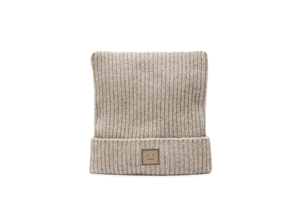 Acne Studios Face Logo Square Beanie "Greige Melange"