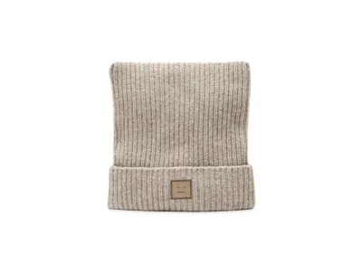 Acne Studios Face Logo Square Beanie "Greige Melange"