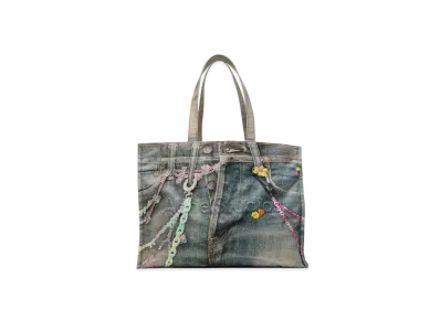 Acne Studios Logo Shoulder Tote Bag "Mid Blue Wash"