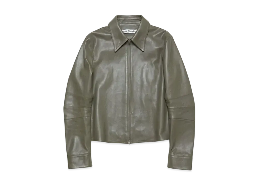 Acne Studios Leather Jacket "Dusty Green"