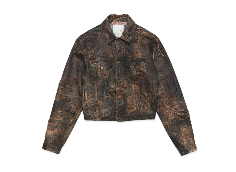 Acne Studios Distressed Monogram Denim Jacket Regular Fit "Brown"