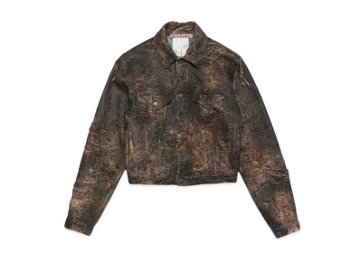 Acne Studios Distressed Monogram Denim Jacket Regular Fit "Brown"